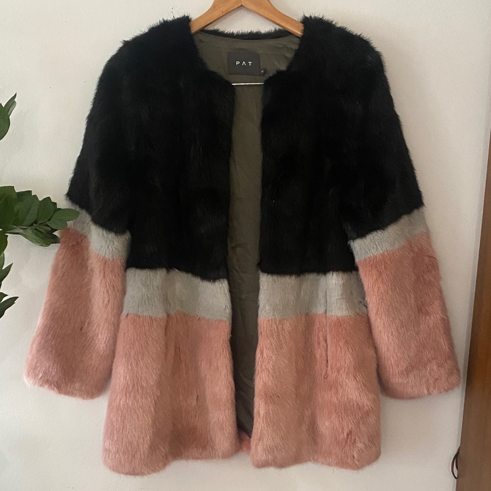 Pat Colorblock Teddy Jacket - Black, Gray, and Pink